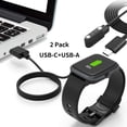 thumbnail image 3 of [2 Pack, USB-C+USB-A] Smart Watch Charger Compatible with GloryFit T80 T70 T60 T50 P99 P98, Charging Cable for TiklandT60/P98, PuqoT80, MatastT60/P99, uaueT60/T50 Smartwatch, Black, 3 of 7