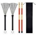 thumbnail image 1 of Juego de Cepillos para tambor Jadeshay Cepillos flexibles metal rojo negro, 1 of 8