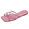 thumbnail image 5 of Mepaouo Strappy Flat Sandals for Women Square Open Toe Slides Slippers Summer Beach Shoes Flip Flops, 5 of 6