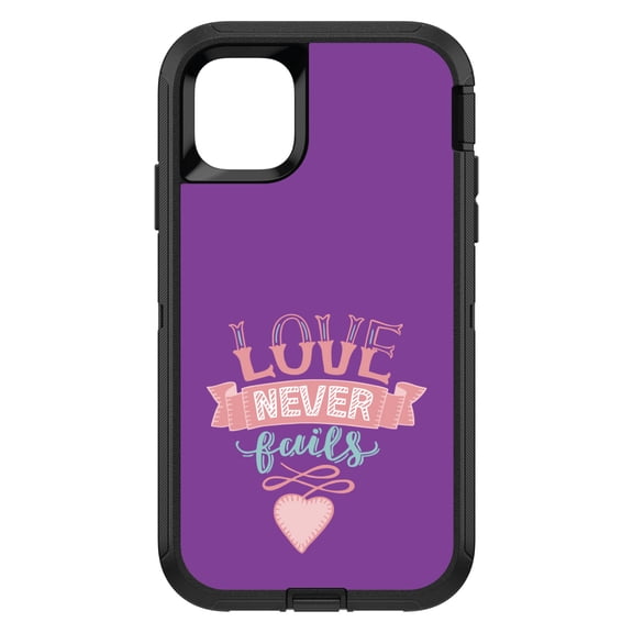 DistinctInk Custom SKIN / DECAL compatible with OtterBox Defender for iPhone 11 Pro (5.8" Screen) - 1 Corinthians 13 - Love Never Fails - Heart