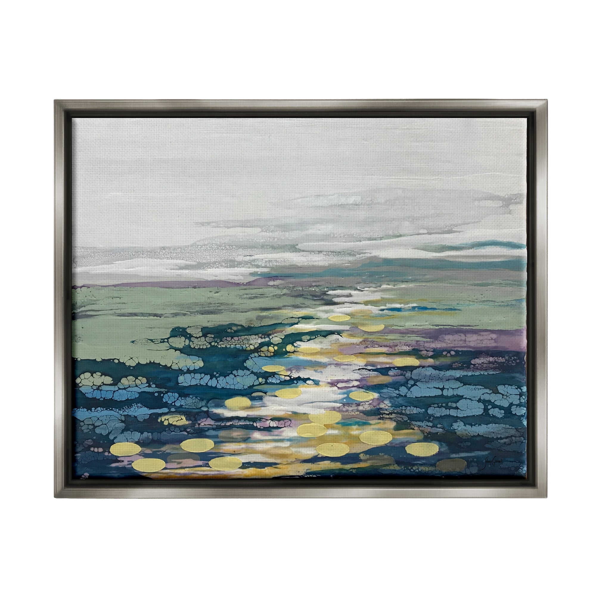 Stupell Industries Vivid Sea Water Ocean Surface Ripples Collage Painting Luster Gray Floating Framed Canvas Print Wall Art, Design by Stacy Gresell