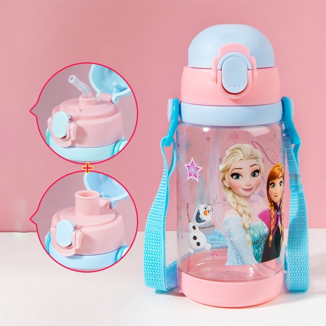 Taza de agua para niños, portátil, sin BPA, lindo patrón de dibujos animados, taza de paja, regalo de cumpleaños para jardín de infantes tipo 1, 520ml