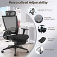 thumbnail image 6 of Foldable Office Chair with Foot Rest, Ergonomic Office Chair with Adjustable Lumbar Support, Headrest, Armrest, Home Office Desk Chairs for Space Saving, Work from Home, Black, 6 of 9