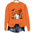 thumbnail image 4 of Halloween Sweatshirt for Women Sweatshirt Casual Long Sleeve Graphic Tee Crewneck Pullover Top for Women Hoodless Style Orange XXL, 4 of 4
