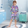 thumbnail image 5 of FORMRS Niños Bathrobe Unisex Hooded Robe Soft Plush Pajamas Sleepwear, Size 2-3T, Green Wavy Plaid, 5 of 7