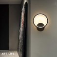thumbnail image 4 of Luz de pared interior LED de 220V, lámpara de pared redonda de 13W, negro, blanco cálido, 3000K, moderna para dormitorio, sala de estar, escalera, pasillo, CA, 4 of 5