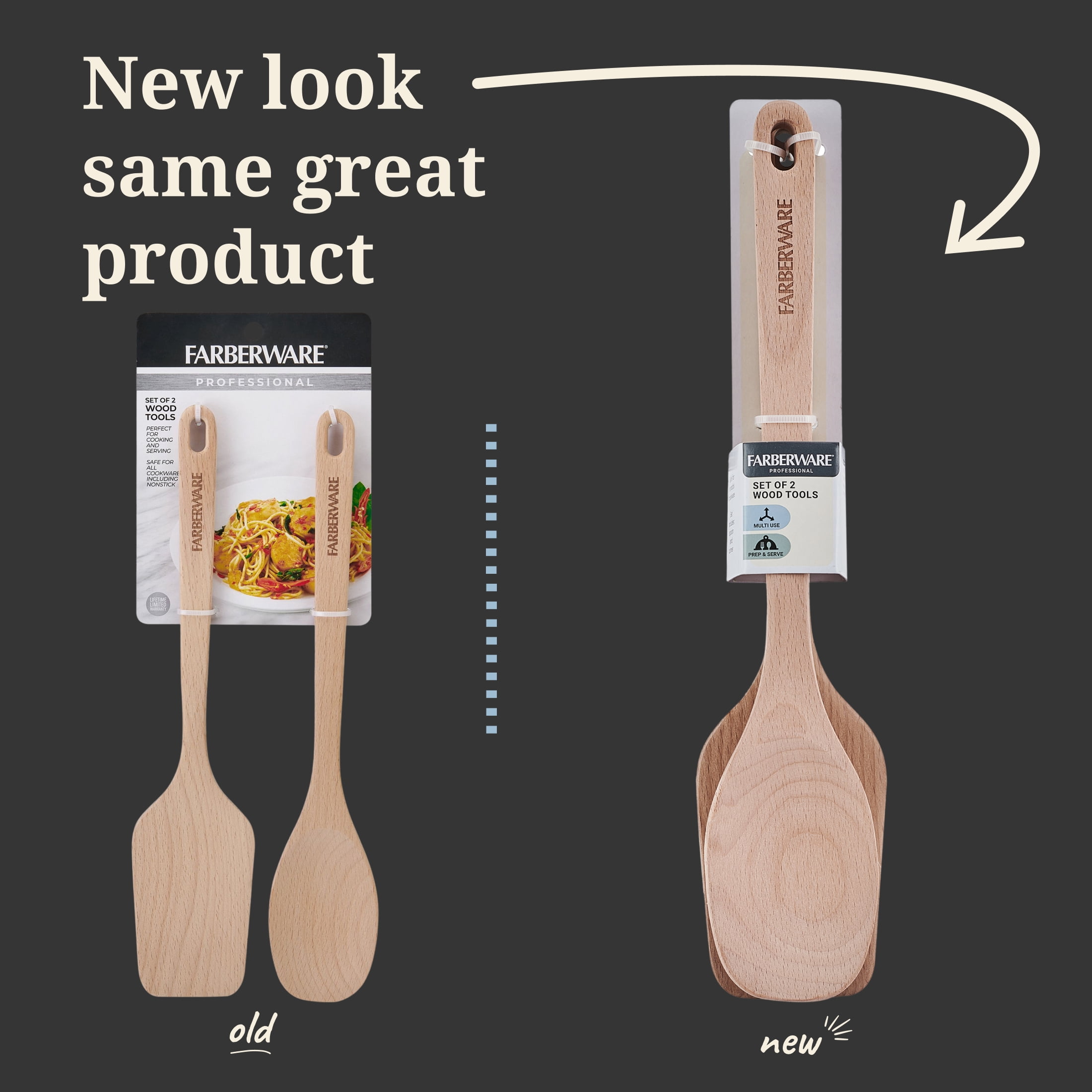 Farberware Professional Wood Spatula/Turner and Cooking Spoon Set, 2-Piece