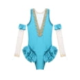 thumbnail image 5 of YONGHS Kids Girls Halloween Circus Ringmater Trapeze Show Costume Sleeveless Leotard with Arm Sleeves 3-14 Lake Green 14, 5 of 7