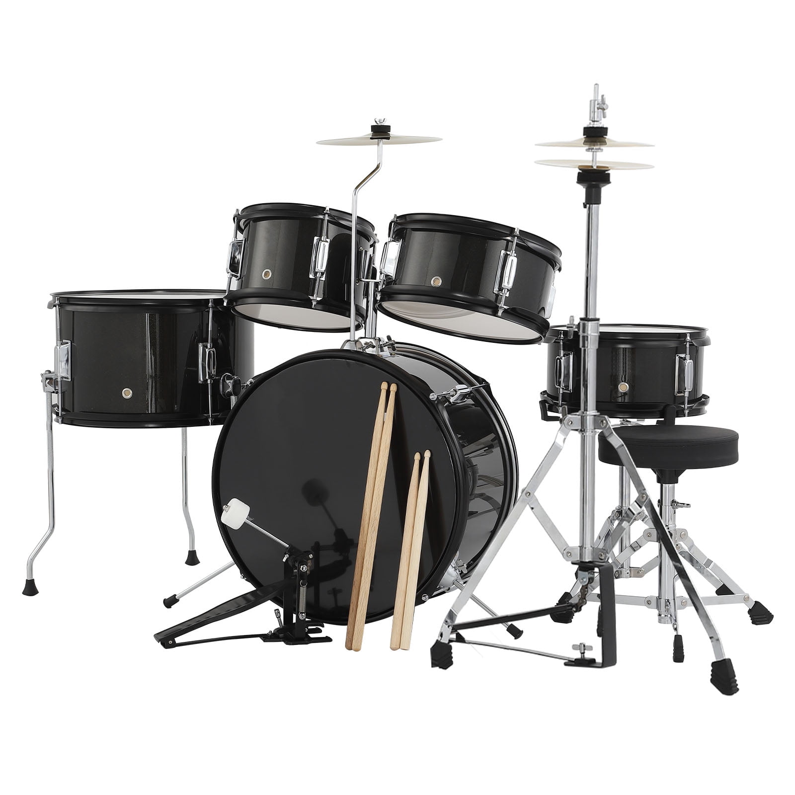 Drum Set for Musical Instruments, AD-300 Five Piece Drums with Bass Drum, Tom-Tom, Snare, Cymbals, Hi-Tone Drum, Sticks, Base Pedal and Stool, Beginner Set