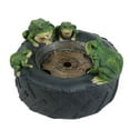 thumbnail image 2 of LuxenHome Black Resin Old Tire Frog Friends Outdoor Fountain, Floor Stacked Water Fountain for Patio Garden Backyard Courtyard 16 Inch, Green/Black, 2 of 6