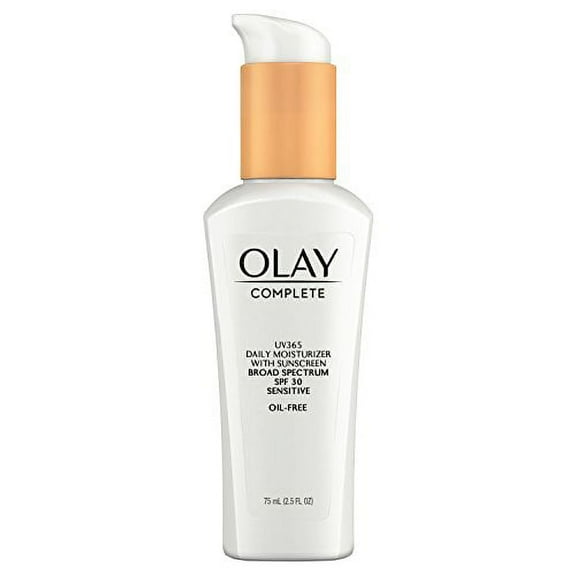 Face Moisturizer by Olay Complete Daily Defense All Day Moisturizer With Sunscreen, SPF30 Sensitive Skin, 2.5 fl. Oz., (Pack of 2)