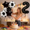 thumbnail image 5 of QLUEWX Soccer Themed Number Birthday Balloon Set, 0-9 Black Number Balloons Kit with Soccer Ball Star Balloons for Kids Soccer Birthday Parties, Sports Events & Party Decorations (1), 5 of 6