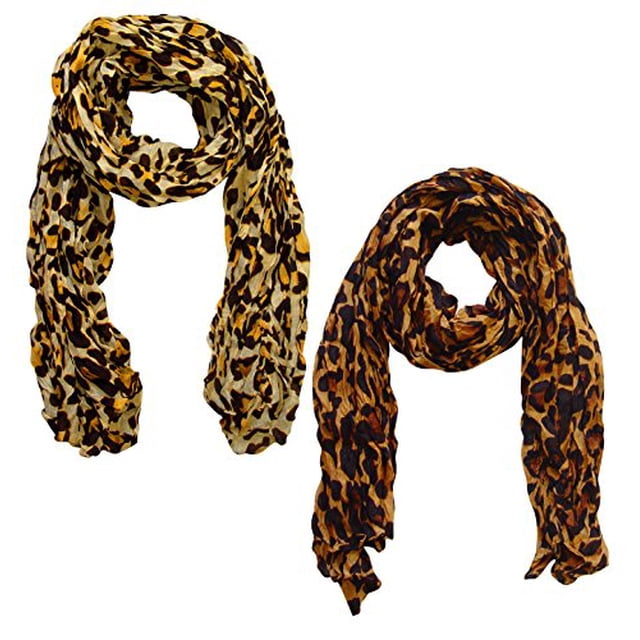Peach Couture Foulard Foulard Froissée Tendance pour Femmes à Imprimé Animal Léopard