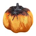 thumbnail image 2 of Orange Flocked Velvet Pumpkin Figurine 3.9 Inch Glitter Gradient Artificial Pumpkins Tabletop Ornament for Halloween Fall Table Decor, 2 of 7