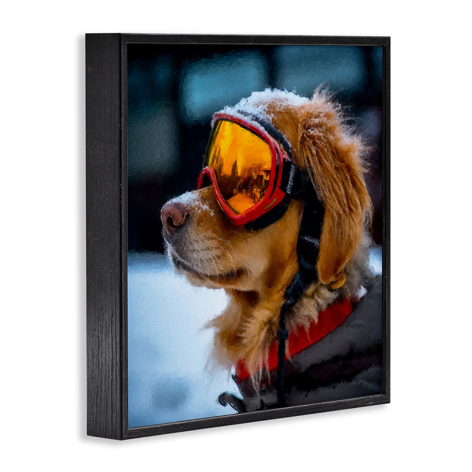 Stupell Industries Ski Goggles Dog Black Framed Giclee Art, design by Sean Parnell