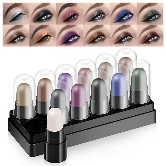 Fiudx Estuche de 12 Colores para Ojos, Barra de Luz Perlada Vibrante, Lápiz Iluminador de Textura Suave, Polvos Finos Que No Dañan La Piel, Maquillaje de Ojos, Diseño Fácil de Llevar, Perfecto para P