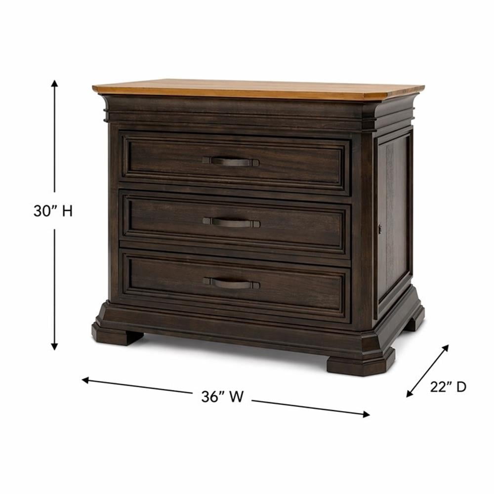 Bowery Hill Wood Brown Filing Cabinet Rectangular Solid Wood Plank Top 36"W x 3"H x 22"D Assembled