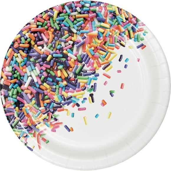 Plate 7" 8Ct Sprinkles, 8 Sprinkle Paper Plates