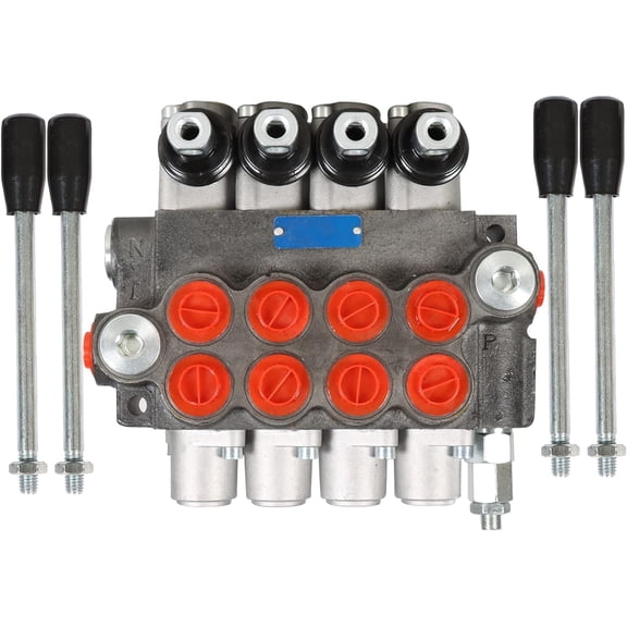 EPOTOOR 4 Spool 11 GPM Hydraulic Directional Control Valve, 3600 PSI BSPP Ports Double Acting Hydraulic Valve with Joystick