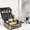 thumbnail image 5 of FORMRS Travel Makeup Bag Large Capacity Train Case Cosmetic Organizer with Adjustable Dividers, Vibrant Flowers Pattern, 5 of 8