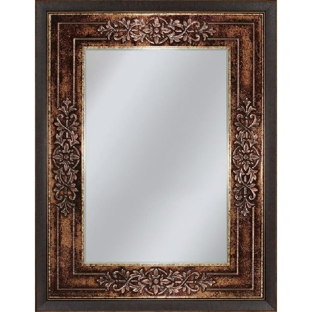 Headwest Inc Genoa Rectangle Wall Mirror Bronze Black 27 X 33 Com Genoa Rectangle Wall Mirror Bronze, Antique Bronze Framed Bathroom Mirror