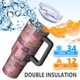 thumbnail image 5 of 40oz Pioneer Flower Floral Print Pattern Insulated Tumbler with Handle, BPA-Free Leak Proof Lid and Straws, Double Wall Vacuum, Hot 12h/Cold 34h, 5 of 6