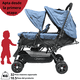 thumbnail image 5 of Carriola Doble para Bebés Gemelar Plegable con Asientos Reclinables Apta desde 0 Meses Soporta hasta 32 kg  - Azul, 5 of 7