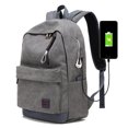 thumbnail image 3 of Mochilas de lona con carga USB para hombre, mochilas escolares grandes retro para adolescentes, niños y niñas, mochila de viaje para ordenador portátil, mochila XA22WC, 3 of 5