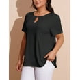 thumbnail image 4 of FOLUNSI Women's Plus Size Tops Casual Keyhole Round Neck Pleated Puff Sleeve Blouse m-4x, 4 of 6