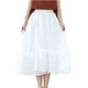 thumbnail image 2 of Falda midi Prolriy para mujer, dulce falda de encaje de doble capa, fluida, fina, de línea A, de cintura alta, de longitud media, para mujer, blanca, XL, 2 of 8