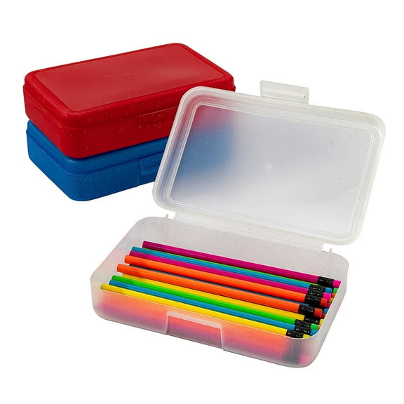 8 1/4" x 5" Frosted Plastic Classroom Pencil & Marker Boxes - 6 Pieces