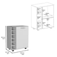 thumbnail image 7 of Depot E-Shop Tilden Bar Cart with 2 Inner Shelves, Caster Wheels and Built-in Bottle Storage, White, 7 of 7