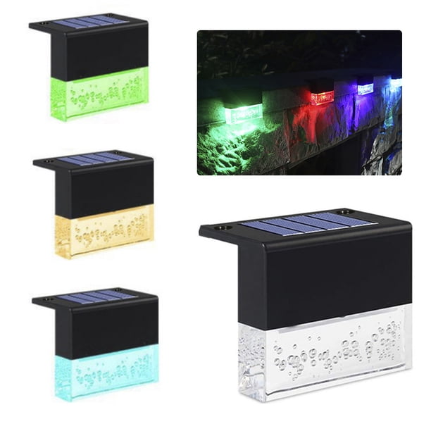 2 piezas de luces solares para terraza Luces de paso solares LED al aire libre para escaleras, cercas, barandales, patio, jardín, pasos, superbrillantes, 10 lúmenes, 2 modos de iluminación, blanco cál Muyoka Hogar