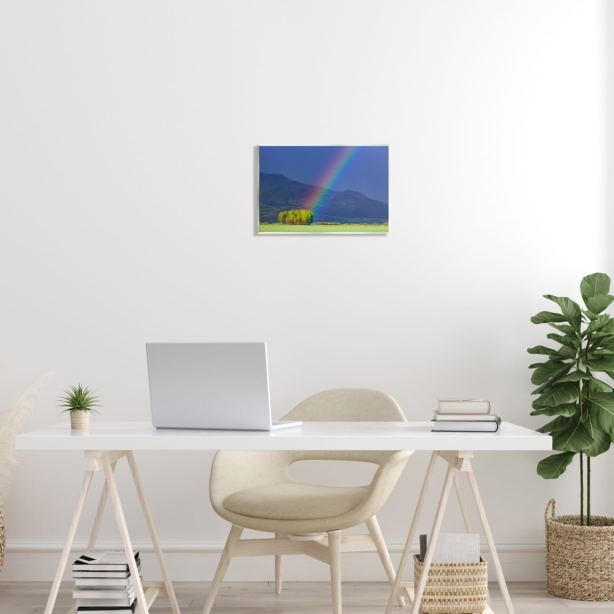 Stupell Industries Uplifting Rainbow Rays Tree Grove Mountain Landscape Photograph Unframed Art Print Wall Art, Design by Steve Smith