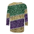 thumbnail image 4 of successthop Women Mardi Gras Blouse Stripe Oversized Plus Size Crewneck Shirts Lightweight 3/4 Sleeve Vacation Outfits, 4 of 6