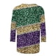 thumbnail image 4 of Xuyuer 2025 Womens 3/4 Sleeve Tops Mardi Gras and Christmas Costumes Fashion Round Neck Blouse, 4 of 6