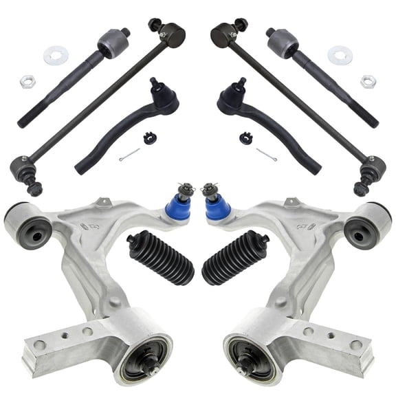 Detroit Axle - 10pc Front End Kit for Acura 2007-2013 MDX 2 Lower Control Arms with Ball Joints Assembly 2 Sway Bar Links 4 Inner Outer Tie Rod Ends 2 Boots Replacement