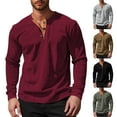 thumbnail image 4 of Shirts for Men Long Sleeve Crewneck Corduroy Henley Shirts Lightweight Green T Shirts with Button Summer Shirts for Men, 4 of 4