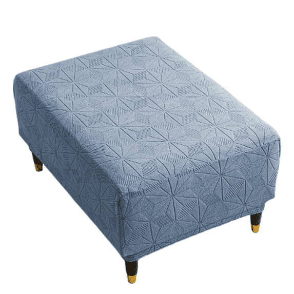 Mictong elastic square footstool cover, soft knitted jacquard fabric, all season universal jacquard velvet footstool cover, footstool cover, suitable for square footstool, blue, 1 piece