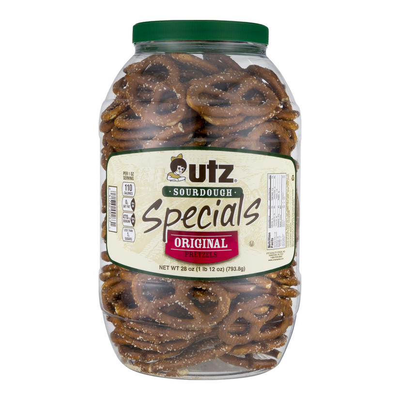 Utz Original Sourdough Specials Pretzels 28 oz Barrel