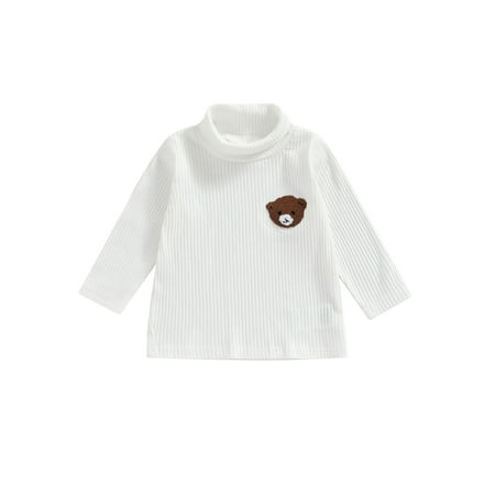 

Bagilaanoe Toddler Baby Girl Boy Turtleneck Sweatshirt Long Sleeve Embroidery Pullover 6M 9M 12M 18M 24M 3T Kids Fall Loose Tee Tops