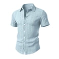 thumbnail image 4 of Paiwinds Men's Short Sleeve Button Down Shirt Casual Summer Geometric Jacquard Woven Dress Shirt with Turndown Collar, 4 of 9