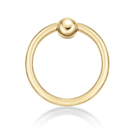 Lavari - 14K Yellow Gold Captive Bead Hoop Lip Eyebrow Belly Nipple Ring 16G 3/8"
