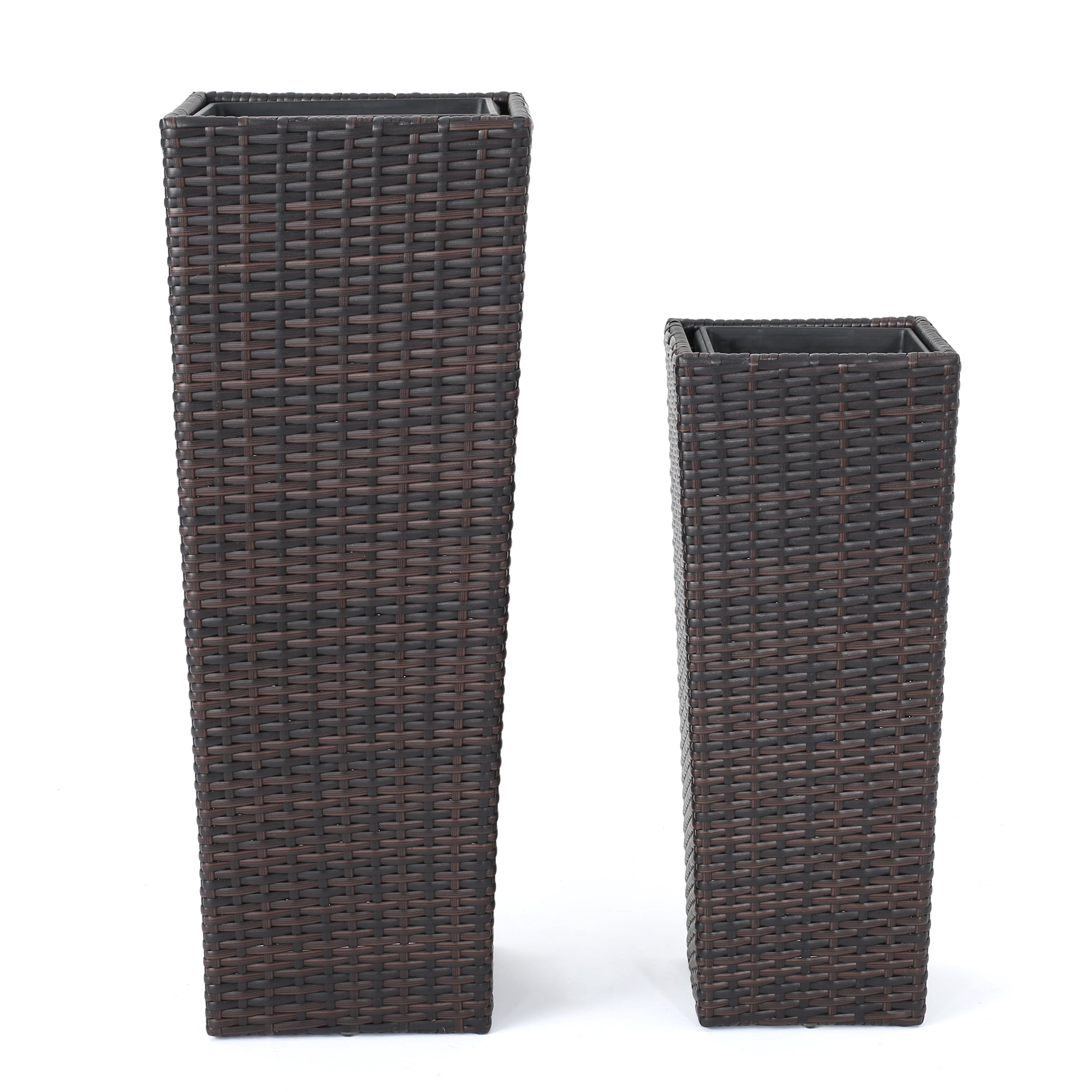 Palmetto Outdoor Wicker Flower Pots, Set of 2, Multibrown