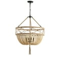 thumbnail image 3 of SAFAVIEH Whitley 4-Light Nautical Beaded Pendant, Brown Wooden Finish, 3 of 5