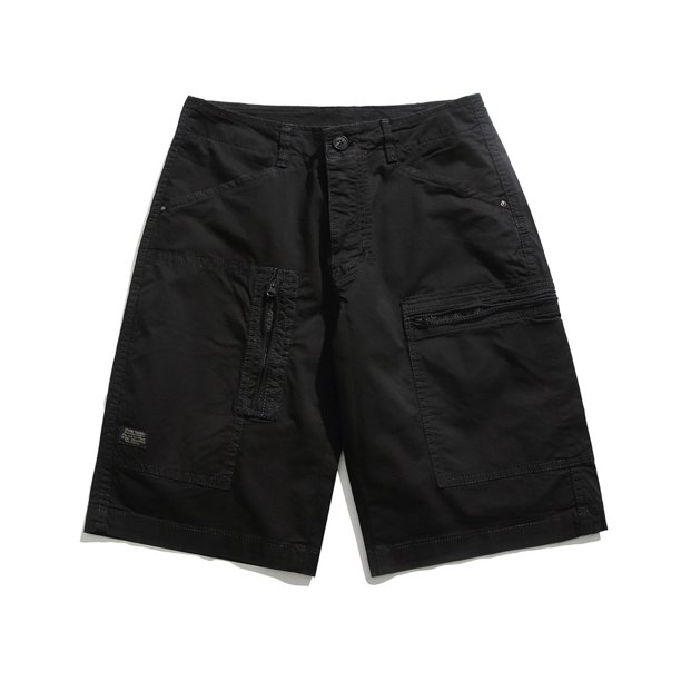 Puntoco Pantalones Cortos Cargo Para Hombre, Pantalones Cortos Ajustados Con Cremallera Y Pierna Recta, Pantalones Cortos Casuales, Pantalones Cortos Negros L,Pantalones Cortos Hombre
