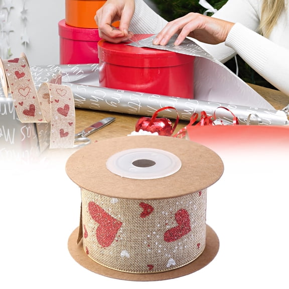 Valentines Day Decorations Clearance! Valentine's Day Red Sparkly Heart Fabric Thread Ribbon Natural Ribbon Wedding Red Sparkly Ribbon Heart Thread Edge Wrapping Ribbon for Wrapping Tree Bow Wreath