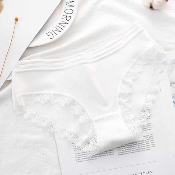 TrowBridge-bragas de algodón a rayas para mujer, ropa interior de encaje dulce, bragas transpirables, lencería acogedora, cintura hueca, oferta