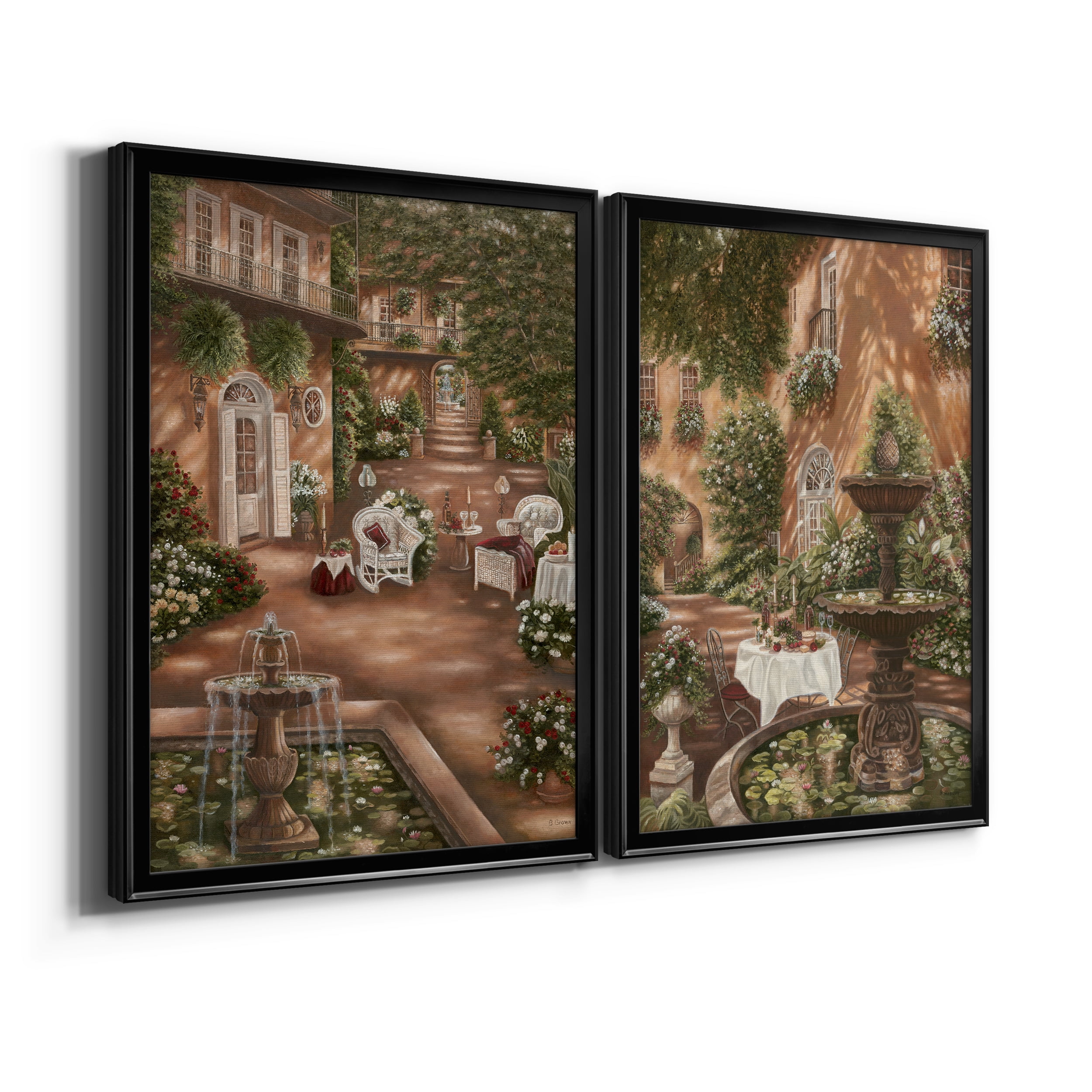 2 Piece Set Evening Cocktails I Premium Framed Canvas - Ready to Hang - 26.5 x 36.5 Each - Black Frame