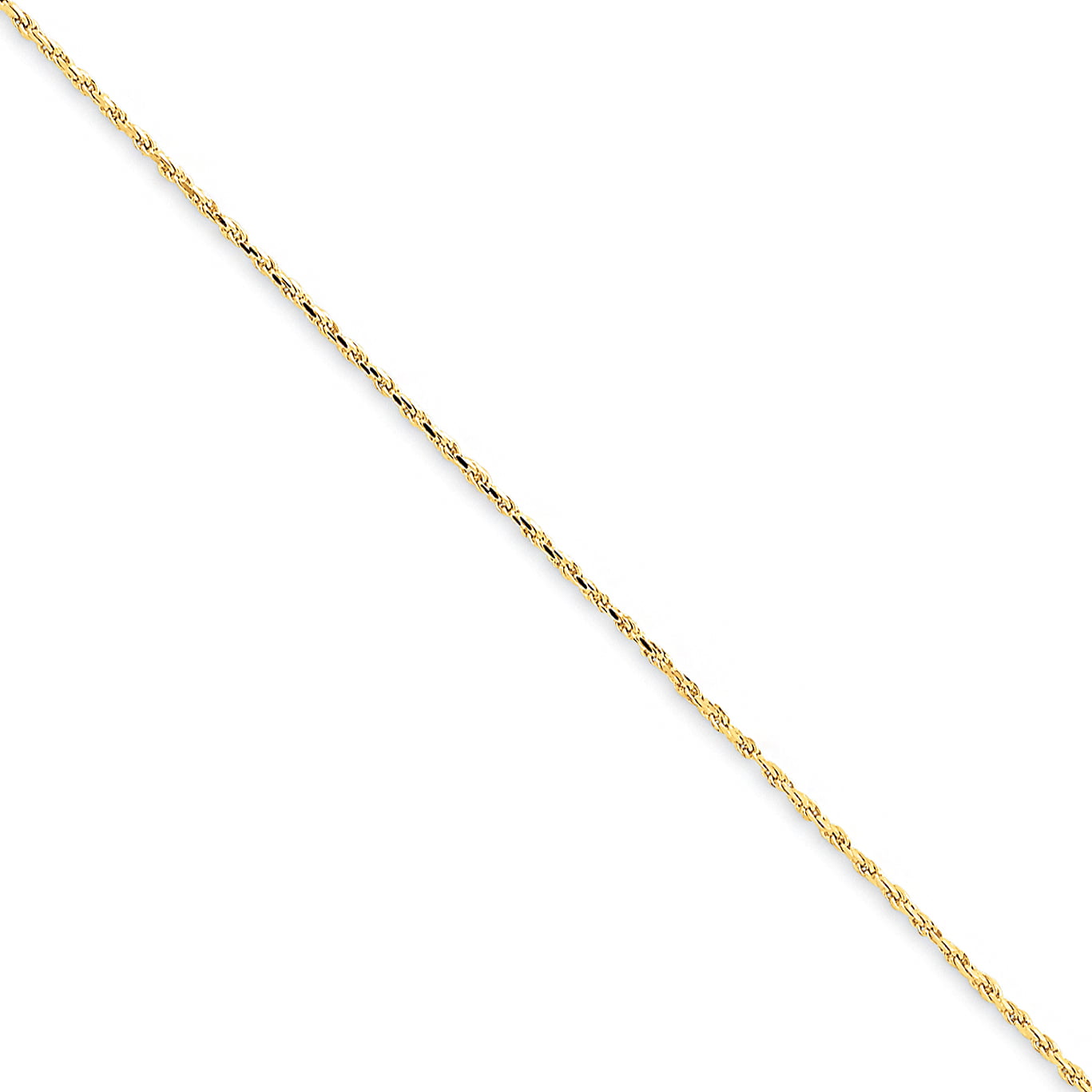 14K Yellow Gold 1.15mm Machine-Made Rope Chain Anklet 10 IN